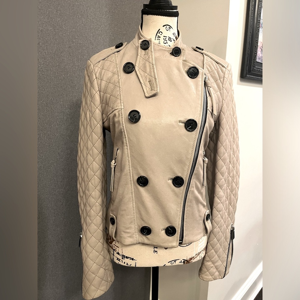 Authentic BARBARA BUI Leather Moto Jacket, Size 38